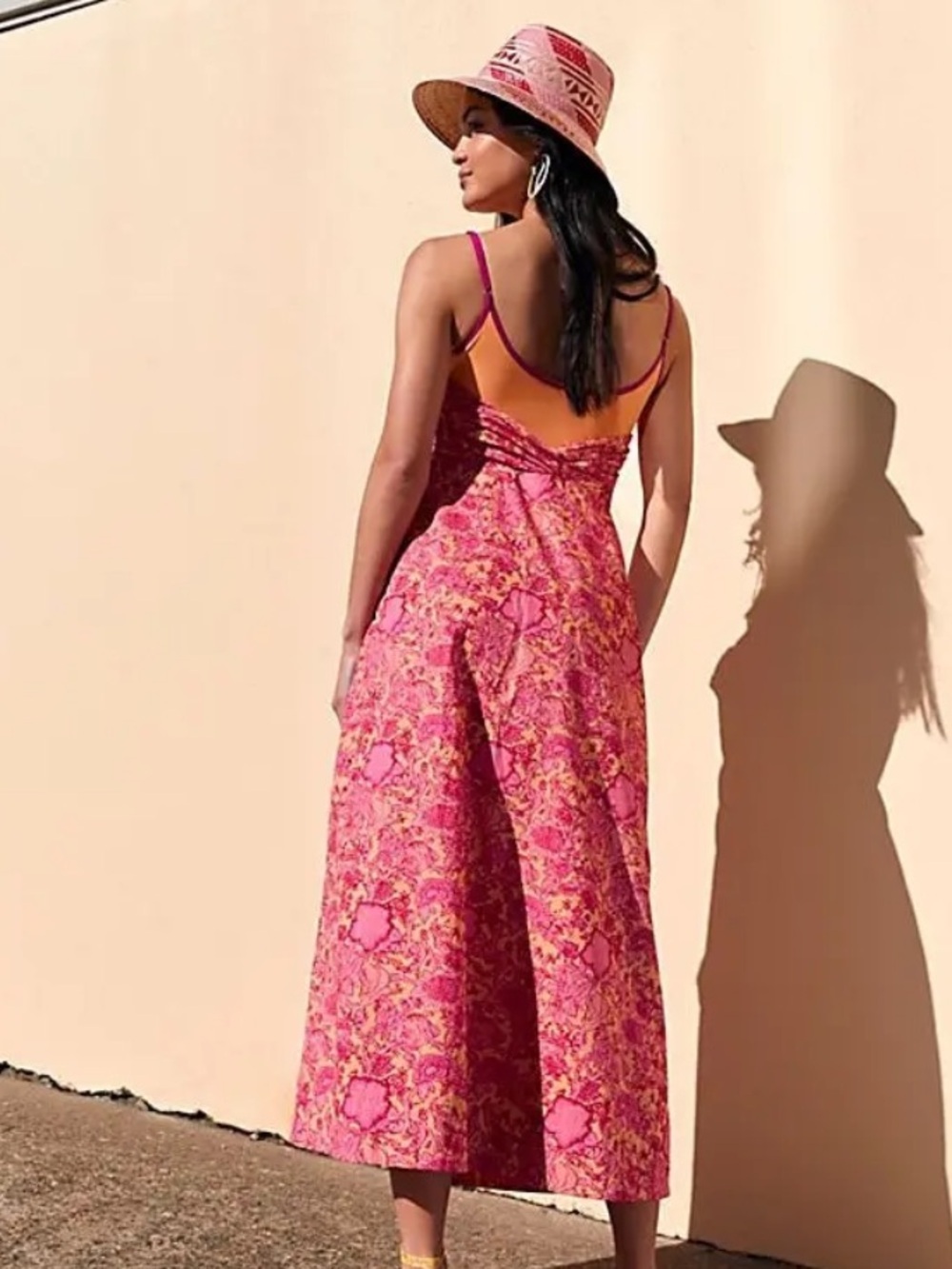 Free People Ruby's Sweetheart Berry Floral Midi Dress, size 2 - Picture 3 of 6